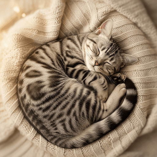 An American Shorthair cat sitting calmly in a family setting.