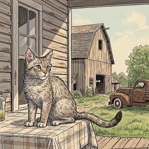 Illustration or early photo depicting an American Wirehair ancestor