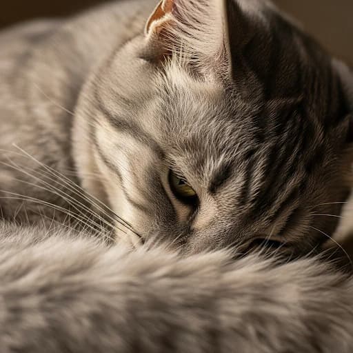 Detailed close-up of an American Wirehair cat's unique wiry fur texture