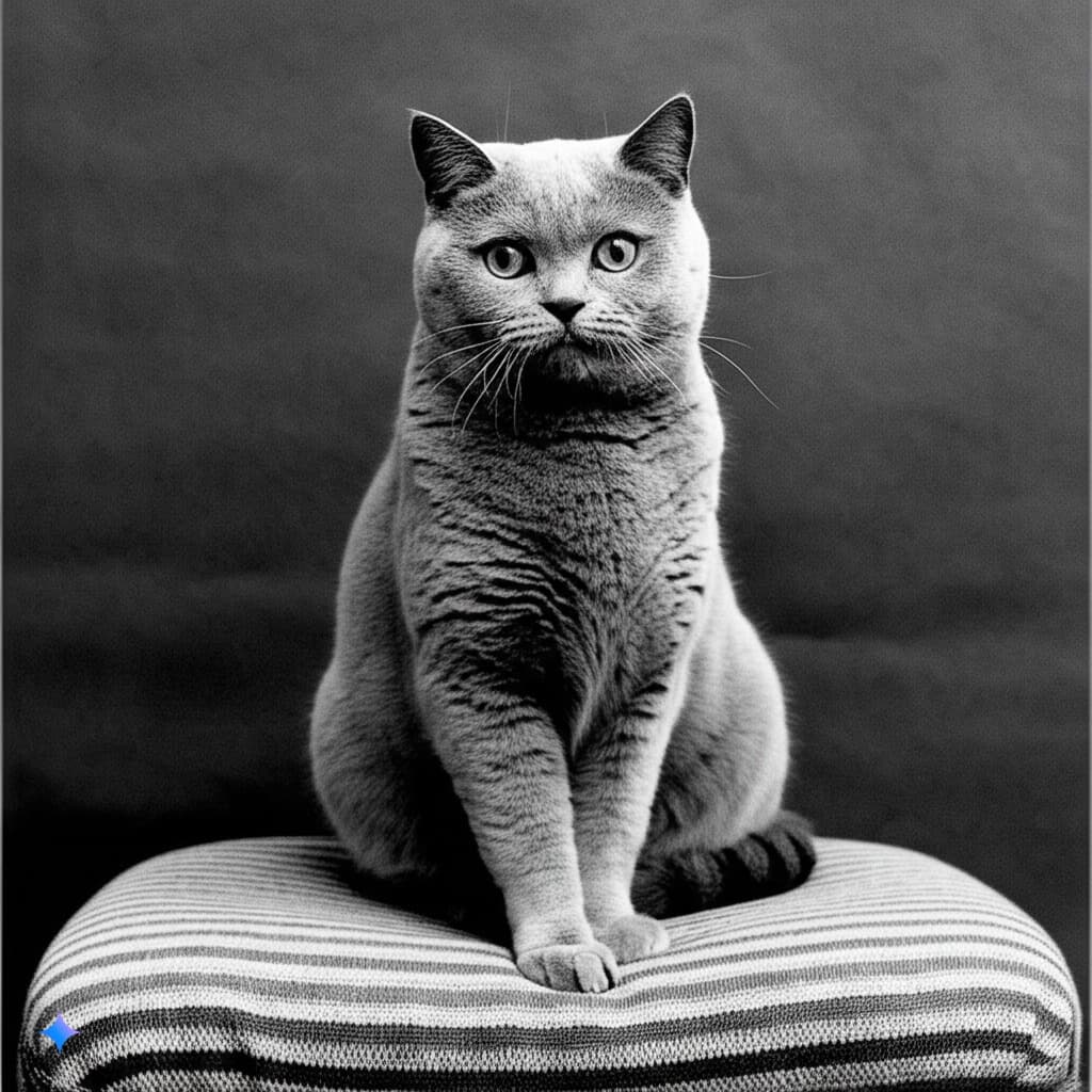 Historical image related to British Shorthair or Persian cats, ancestors of the British Longhair.