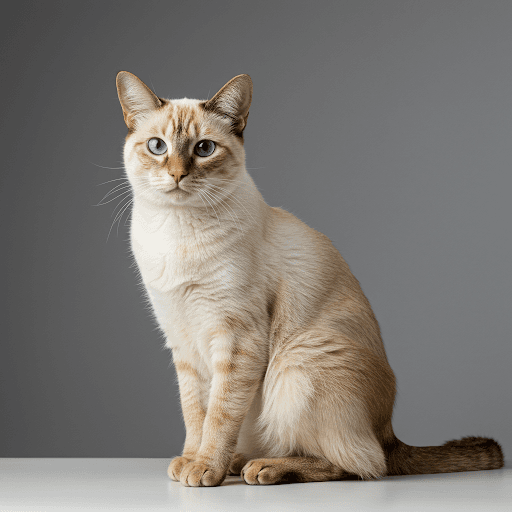Close-up of a Flame Point Siamese Cat's face showing blue eyes and flame points