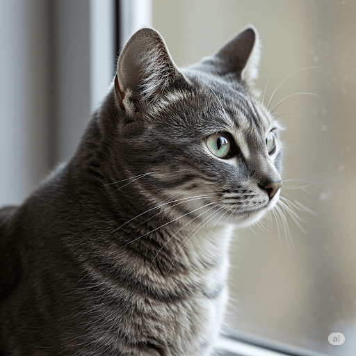 A gray striped cat clearly showing its tabby pattern.