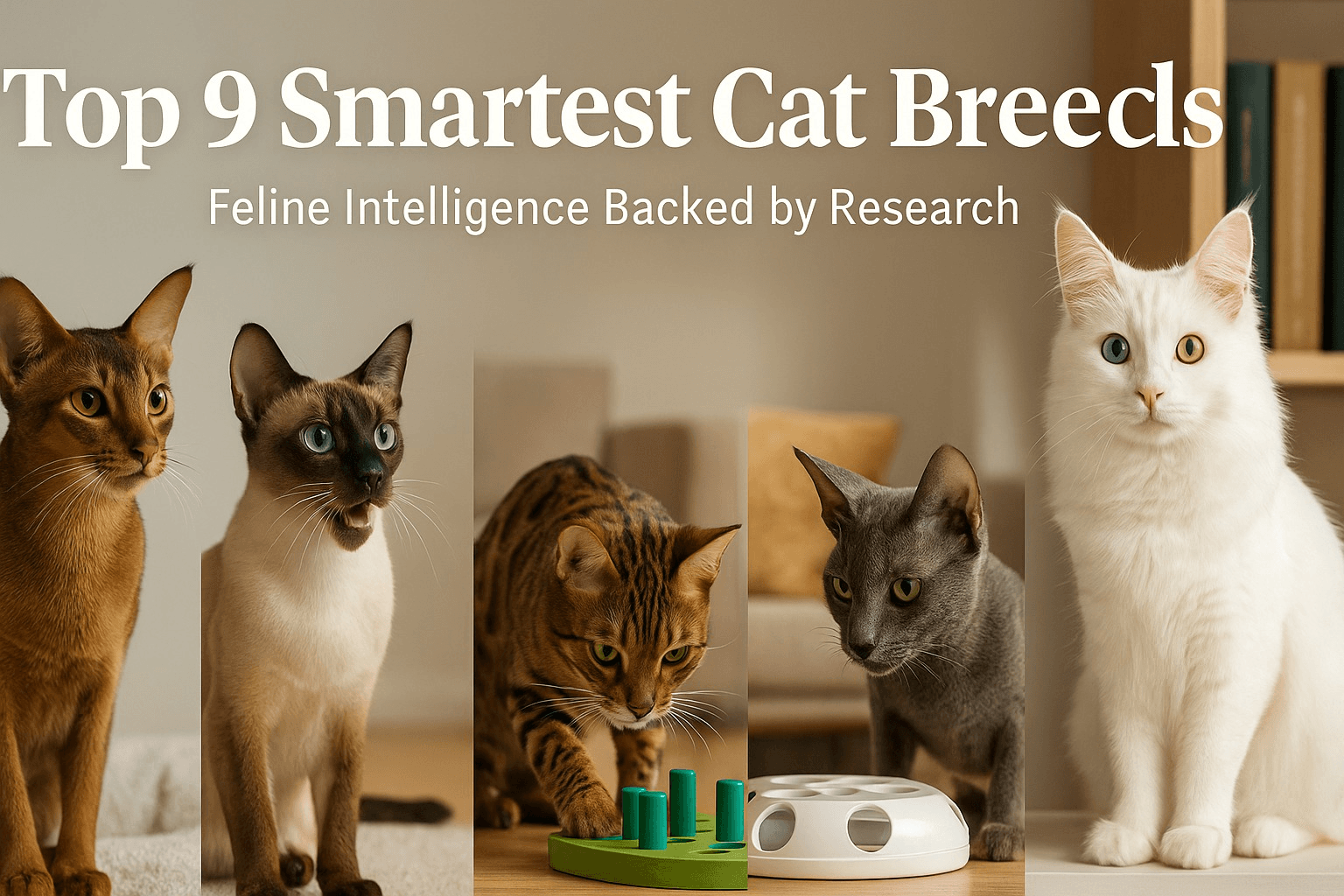 A collection of various intelligent cat breeds