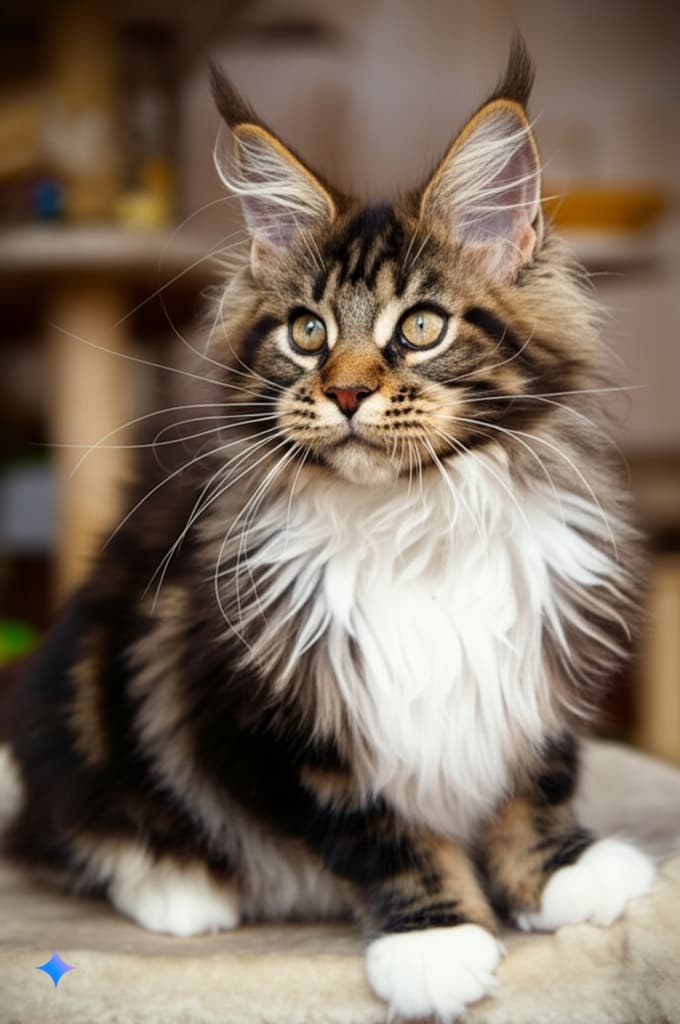 A majestic Maine Coon cat contemplating its new name from the cat name generator