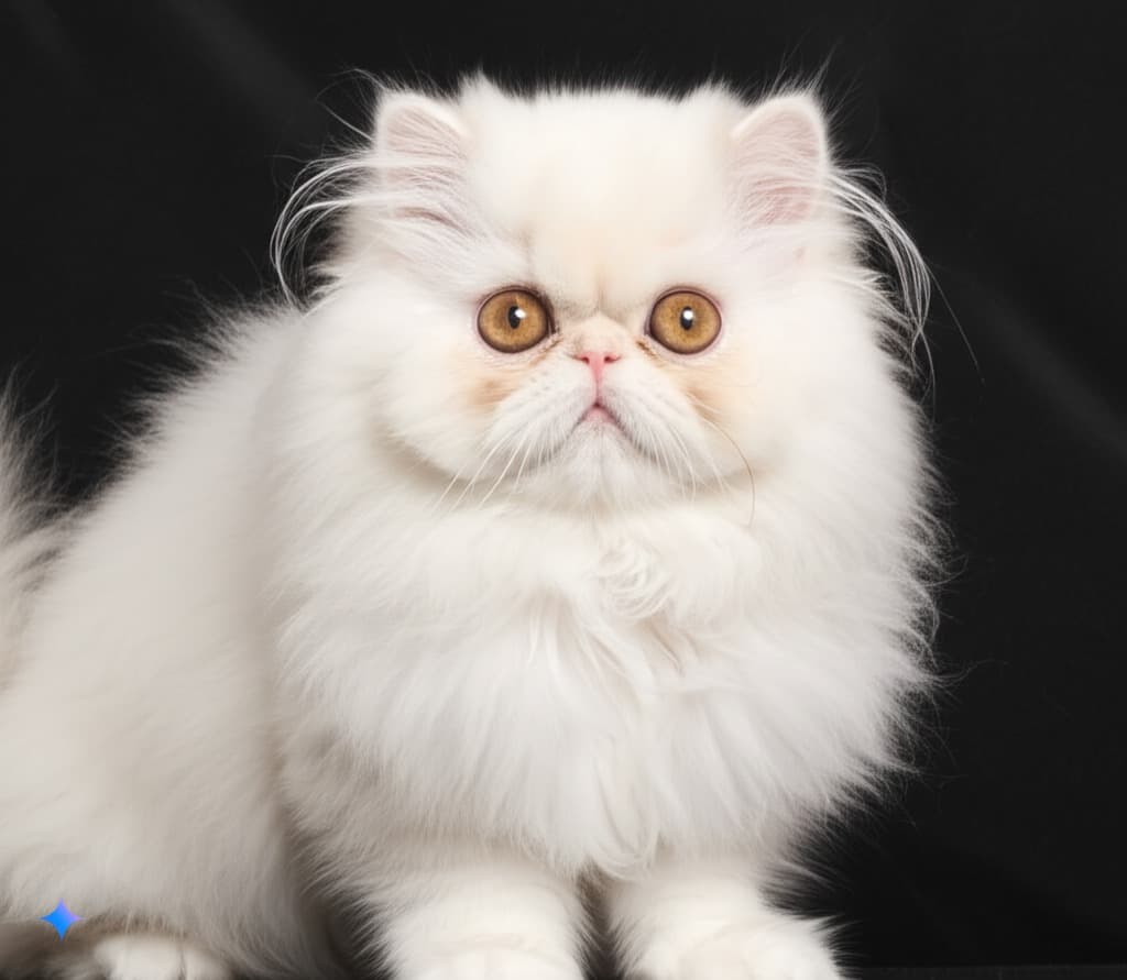 A beautiful silver Persian cat lying elegantly