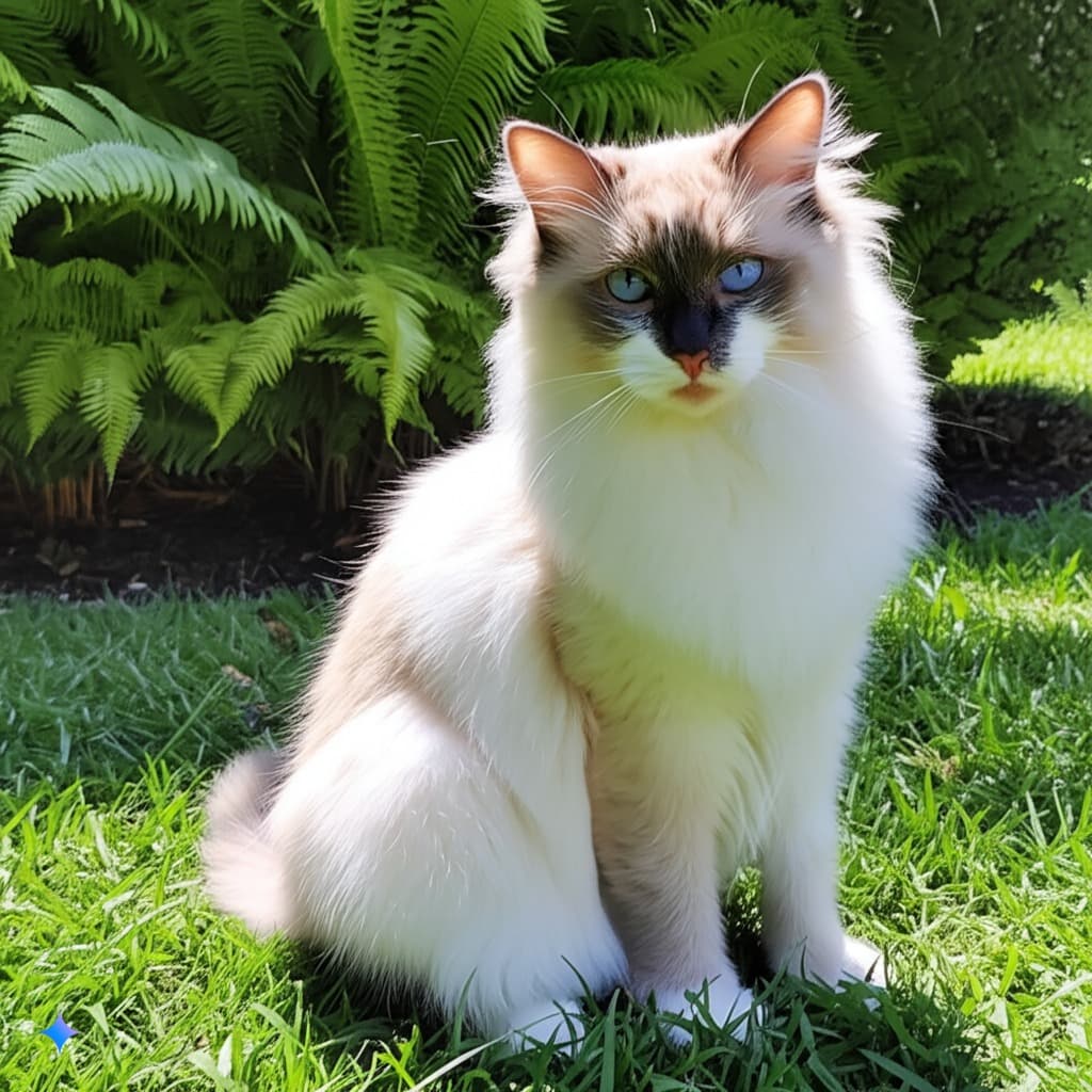 A Ragdoll cat being petted by an adult, looking utterly content.