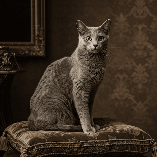 Historical image related to the origins of Russian Blue cats, ancestors of the Nebelung
