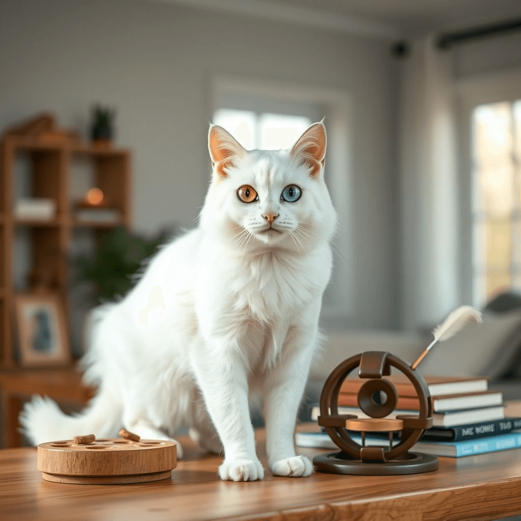 Graceful and intelligent Turkish Angora cat